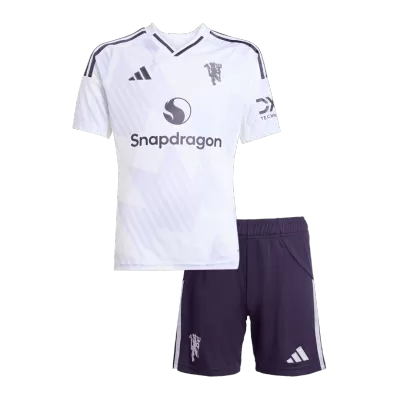 Kid's Manchester United Away Soccer Jersey Kit(Jersey+Shorts) 2025/26 White - bestfootballkits