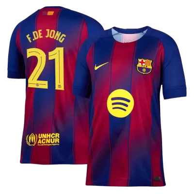 F.DE JONG #21 Barcelona Home Soccer Jersey 2025/26 Red&Blue - UCL - bestfootballkits