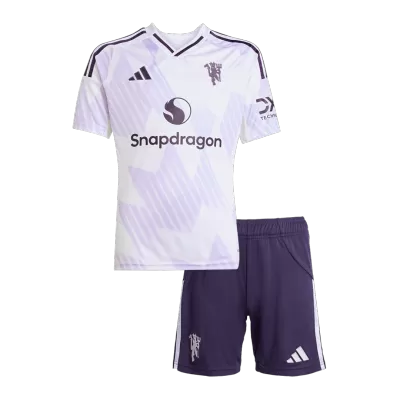 Kid's Manchester United Away Soccer Jersey Kit(Jersey+Shorts) 2025/26 White - bestfootballkits