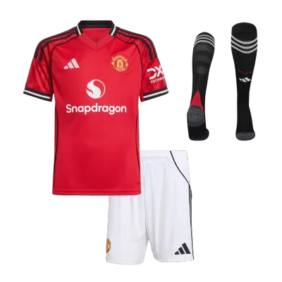 Manchester United Home Kids Jerseys Full Kit 2025/26 - bestfootballkits