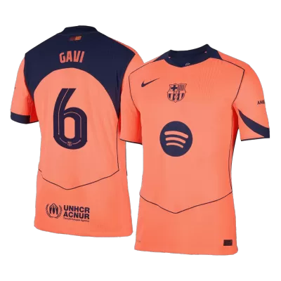 Authentic GAVI #6 Barcelona Soccer Third Away Jersey 2025/26 Orange - bestfootballkits