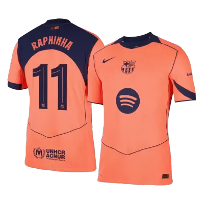 Authentic RAPHINHA #11 Barcelona Soccer Third Away Jersey 2025/26 Orange - bestfootballkits