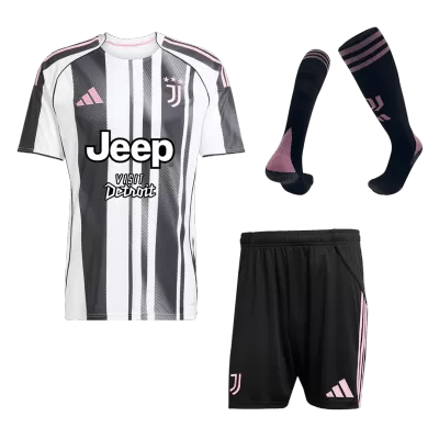 Juventus Home Soccer Jersey Kit(Jersey+Shorts+Socks) 2025/26 Black&White - bestfootballkits