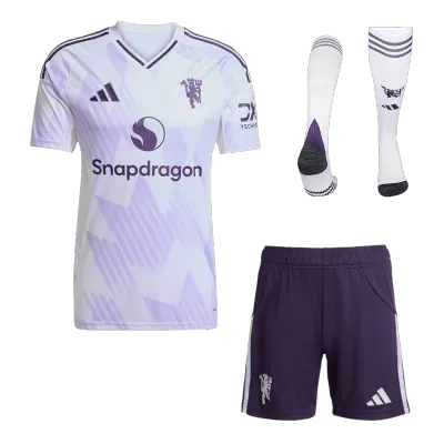 Manchester United Away Soccer Jersey Kit(Jersey+Shorts+Socks) 2025/26 White - bestfootballkits