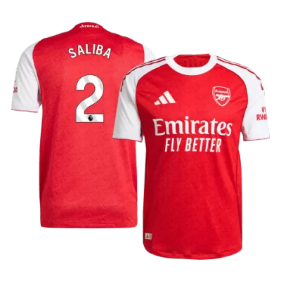 Authentic SALIBA #2 Arsenal Soccer Home Jersey 2025/26 Red - bestfootballkits
