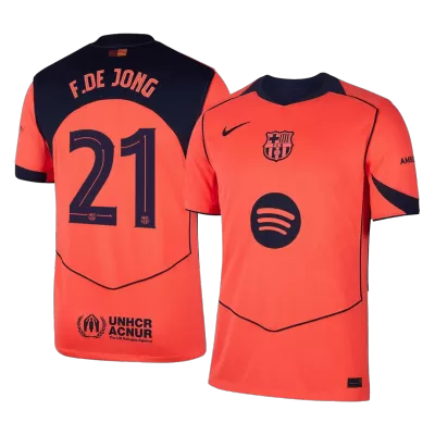 F.DE JONG #21 Barcelona Third Away Soccer Jersey 2025/26 Orange- UCL - bestfootballkits