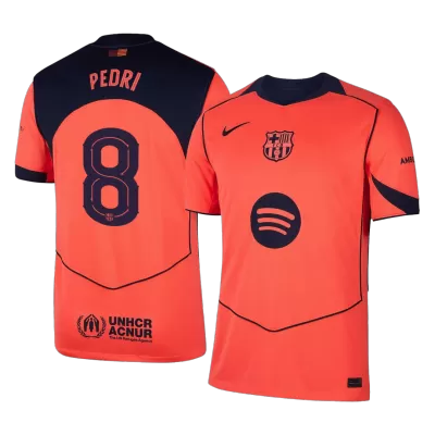 PEDRI #8 Barcelona Third Away Soccer Jersey 2025/26 Orange- UCL - bestfootballkits