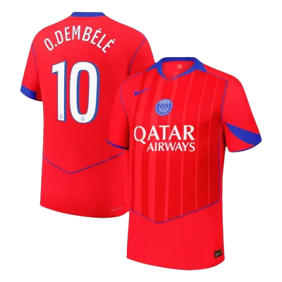 Authentic O.DEMBÉLÉ #10 PSG Soccer Third Away Jersey 2025/26 Red - bestfootballkits