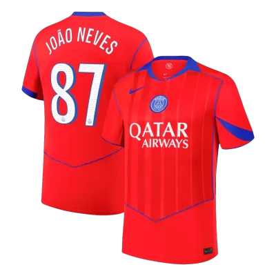 JOÃO NEVES #87 PSG Third Away Soccer Jersey 2025/26 Red - bestfootballkits