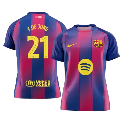 F.DE JONG #21 Barcelona Home Soccer Jersey 2025/26 Red&Blue - UCL - bestfootballkits