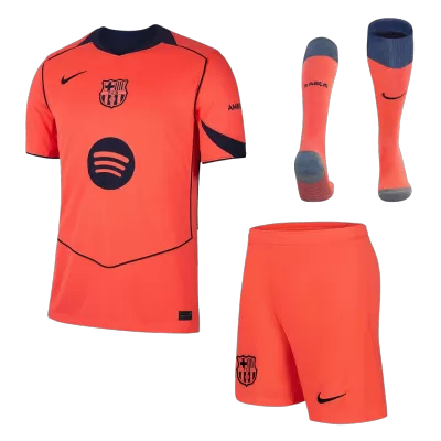 Barcelona Third Away Soccer Jersey Kit(Jersey+Shorts+Socks) 2025/26 Orange - bestfootballkits