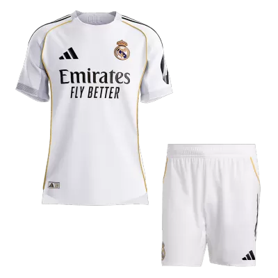 Authentic Real Madrid Home Soccer Jersey Kit(Jersey+Shorts) 2025/26 White - bestfootballkits