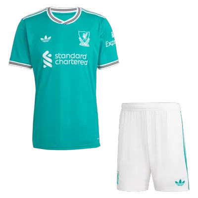 25/26 Liverpool Third Soccer Jersey Kit(Jersey+Shorts)Green - bestfootballkits