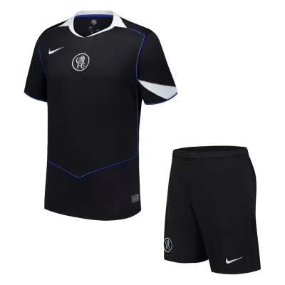 25/26 Chelsea Third Away Soccer Jersey Kit(Jersey+Shorts) Black - bestfootballkits