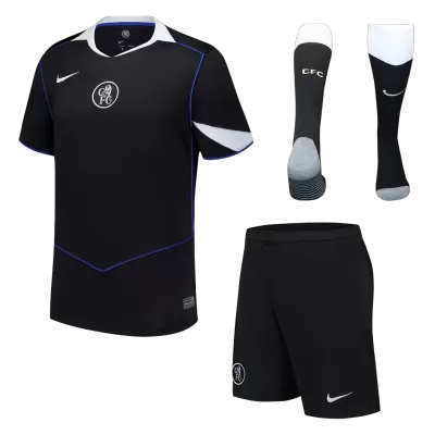 25/26 Chelsea Third Away Soccer Jersey Kit(Jersey+Shorts+Socks) Black - bestfootballkits