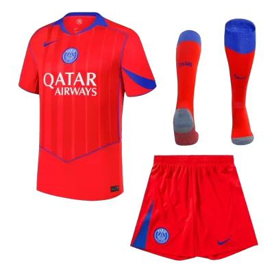 PSG Third Away Soccer Jersey Kit(Jersey+Shorts+Socks) 2025/26 Red - bestfootballkits