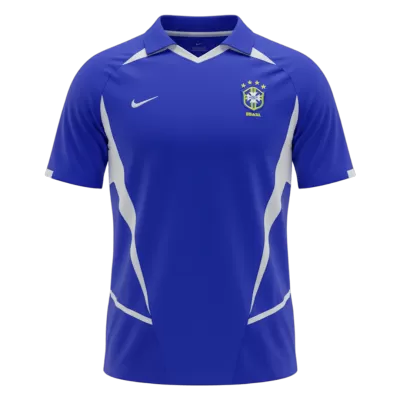 Retro 2002 Brazil Away Soccer Jersey Blue - bestfootballkits