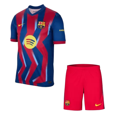 Barcelona Fourth Soccer Jersey Kit(Jersey+Shorts) 25/26 Red&Blue - bestfootballkits