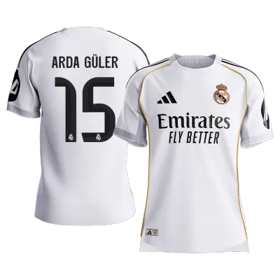 Player Version ARDA GÜLER #15 Real Madrid Home Soccer Jersey 2025/26 White - bestfootballkits