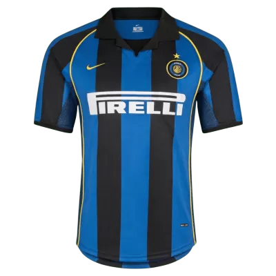 Men Retro Fan Version 2001/02 Inter Milan Home Soccer Jersey Blue&Black - bestfootballkits