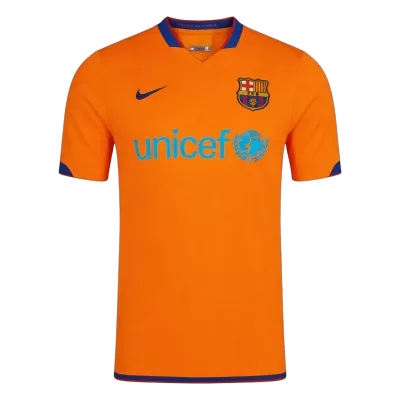 Men Retro Fan Version 06/07 Barcelona Away Soccer Jersey Short Sleeve Orange - bestfootballkits