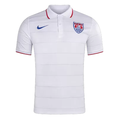 Men Retro Fan Version 2014 United States Home Soccer Jersey Short Sleeve White - bestfootballkits