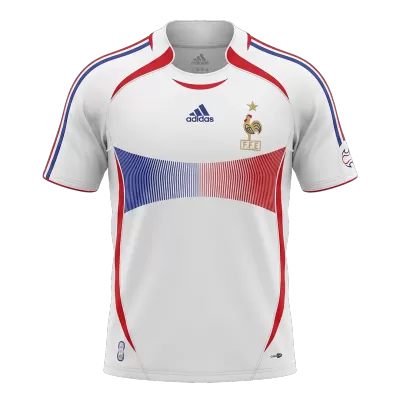 Men Retro Fan Version 2006 France Away Soccer Jersey Short Sleeve White - bestfootballkits