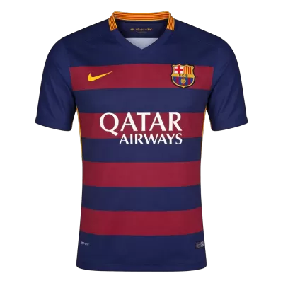 Men Retro Fan Version 15/16 Barcelona Home Short Sleeve Blue&Garnet - bestfootballkits