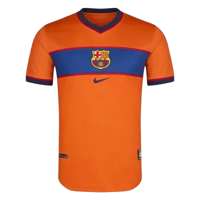 Men Retro Fan Version 98/99 Barcelona Third Soccer Jersey Short Sleeve Orange - bestfootballkits