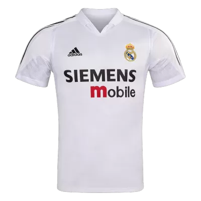 Men Retro Fan Version 04/05 Real Mardid Home Soccer Jersey Short Sleeve White - bestfootballkits