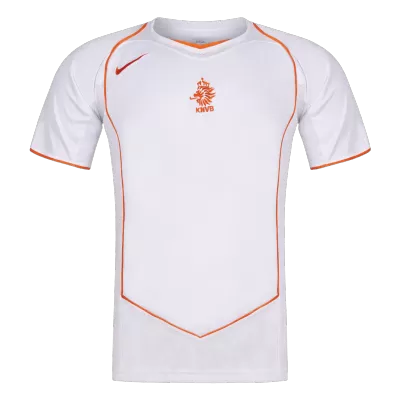 Men Retro Fan Version 2004 Netherlands Away Soccer Jersey Short Sleeve White - bestfootballkits