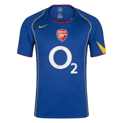 Men Retro Fan Version 2004/05 Arsenal Away Soccer Jersey Short Sleeve Blue - bestfootballkits