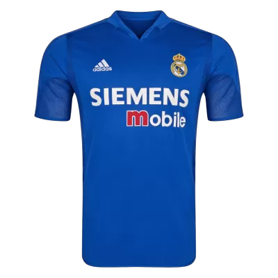 Men Retro Fan Version 04/05 Real Mardid Away Soccer Jersey Short Sleeve Blue - bestfootballkits