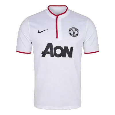 Men Retro Fan Version 13/14 Manchester United Away Soccer Jersey White - bestfootballkits