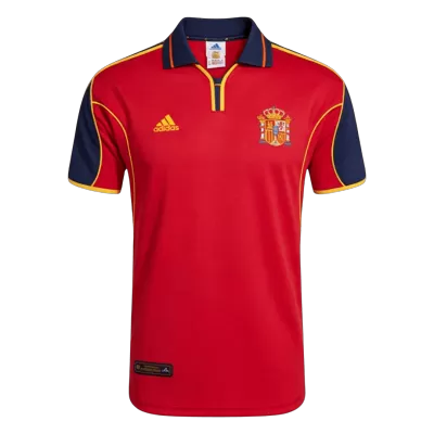 Men Retro Fan Version 2000 Spain Home Soccer Jersey Short Sleeve Red - bestfootballkits