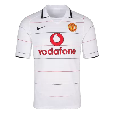 Men Retro Fan Version 04/06 Manchester United Away Soccer Jersey White - bestfootballkits
