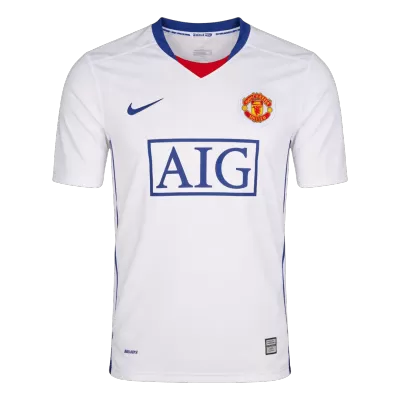 Men Retro Fan Version 08/09 Manchester United Away Soccer Jersey White - bestfootballkits
