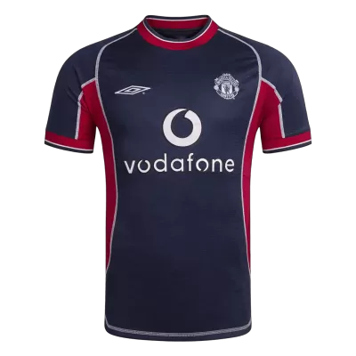 Men Retro Fan Version 00/01 Manchester United Third Soccer Jersey Navy - bestfootballkits