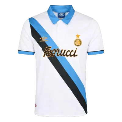 Men Retro Fan Version 94/95 Inter Milan Away Soccer Jersey Short Sleeve White - bestfootballkits