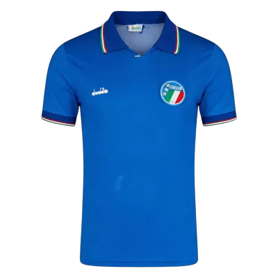 Men Retro Fan Version 1990 Italy Home Soccer Jersey Blue - bestfootballkits