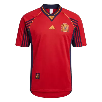 Men Retro Fan Version 1998 Spain Home Soccer Jersey Red - bestfootballkits