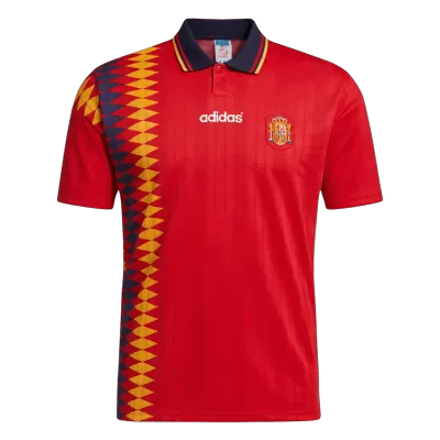 Men Retro Fan Version 1994 Spain Home Soccer Jersey Red - bestfootballkits