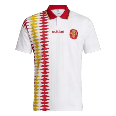 Men Retro Fan Version 1994 Spain Away Soccer Jersey White - bestfootballkits