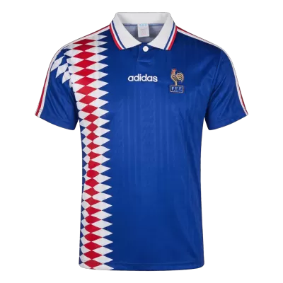 Men Retro Fan Version 1994 France Home Soccer Jersey Blue - bestfootballkits