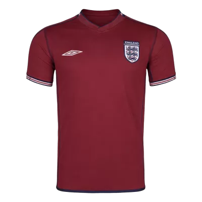 Men Retro Fan Version 2002 England Away Soccer Jersey Red - bestfootballkits