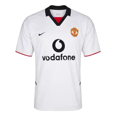 Men Retro Fan Version 02/03 Manchester United Away Soccer Jersey White - bestfootballkits