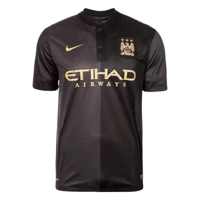 Men Retro Fan Version 2013/14 Manchester City Away Soccer Jersey Black - bestfootballkits