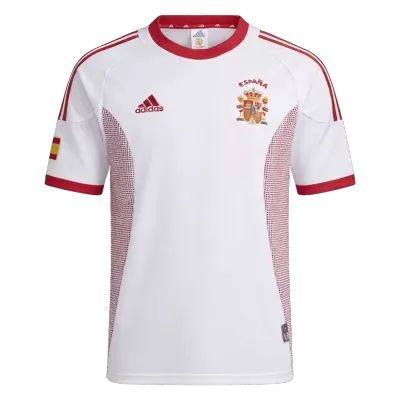 Men Retro Fan Version Spain Away Soccer Jersey World Cup 2002 White - bestfootballkits
