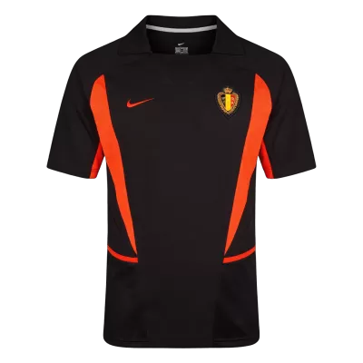 Men Retro Fan Version Belgium Away Soccer Jersey World Cup 2002 Black - bestfootballkits