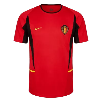 Men Retro Fan Version Belgium Home Soccer Jersey World Cup 2002 Red - bestfootballkits